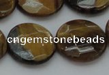 CTE1729 15.5 inches 20mm faceted coin yellow tiger eye beads