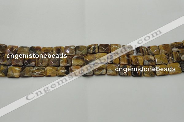 CTE1731 15.5 inches 10*10mm faceted square yellow tiger eye beads