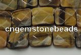 CTE1732 15.5 inches 12*12mm faceted square yellow tiger eye beads