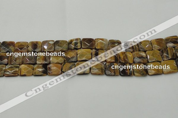 CTE1733 15.5 inches 14*14mm faceted square yellow tiger eye beads