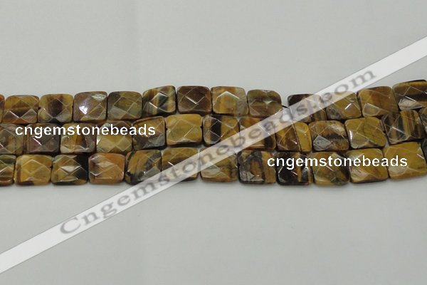 CTE1734 15.5 inches 15*15mm faceted square yellow tiger eye beads