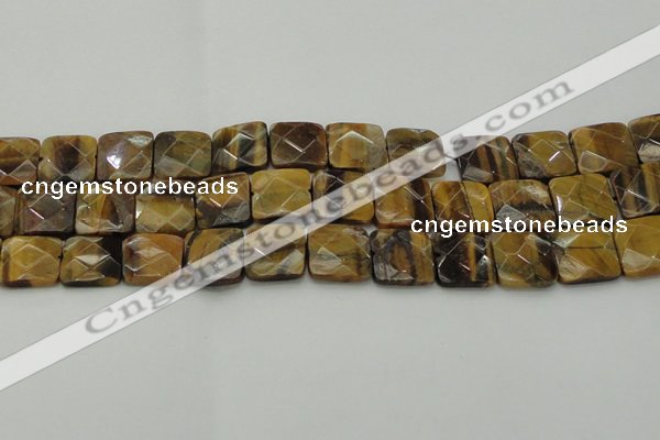 CTE1735 15.5 inches 18*18mm faceted square yellow tiger eye beads