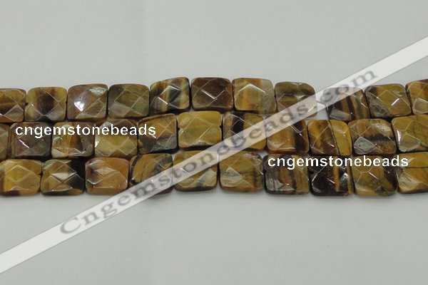 CTE1736 15.5 inches 20*20mm faceted square yellow tiger eye beads