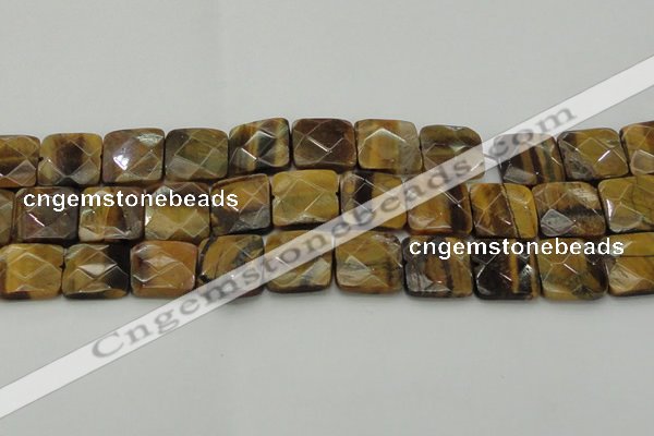 CTE1736 15.5 inches 20*20mm faceted square yellow tiger eye beads