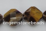 CTE1738 15.5 inches 20*20mm faceted diamond yellow tiger eye beads