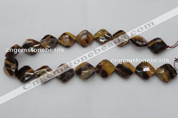 CTE1738 15.5 inches 20*20mm faceted diamond yellow tiger eye beads