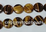 CTE175 15.5 inches 10mm flat round yellow tiger eye gemstone beads