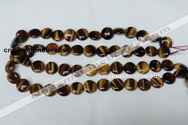 CTE175 15.5 inches 10mm flat round yellow tiger eye gemstone beads