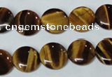 CTE176 15.5 inches 12mm flat round yellow tiger eye gemstone beads