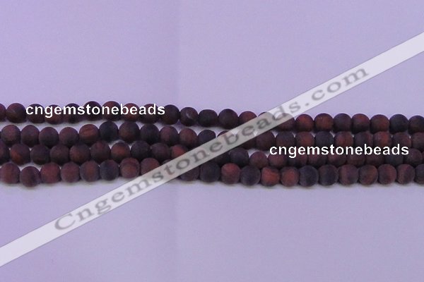 CTE1760 15.5 inches 4mm round matte red tiger eye beads