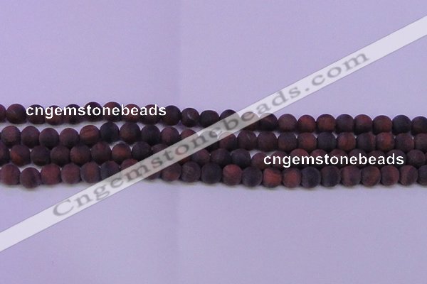 CTE1761 15.5 inches 6mm round matte red tiger eye beads