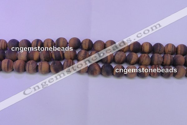 CTE1771 15.5 inches 6mm round matte yellow tiger eye beads