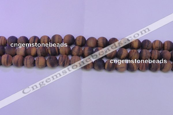 CTE1774 15.5 inches 12mm round matte yellow tiger eye beads