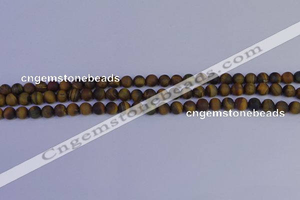 CTE1810 15.5 inches 4mm round matte yellow iron tiger beads