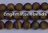 CTE1811 15.5 inches 6mm round matte yellow iron tiger beads