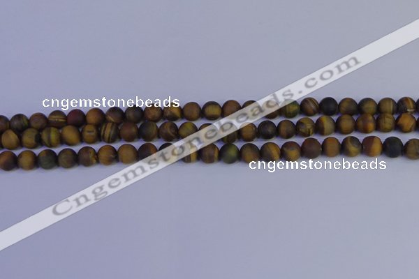 CTE1811 15.5 inches 6mm round matte yellow iron tiger beads