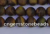 CTE1812 15.5 inches 8mm round matte yellow iron tiger beads