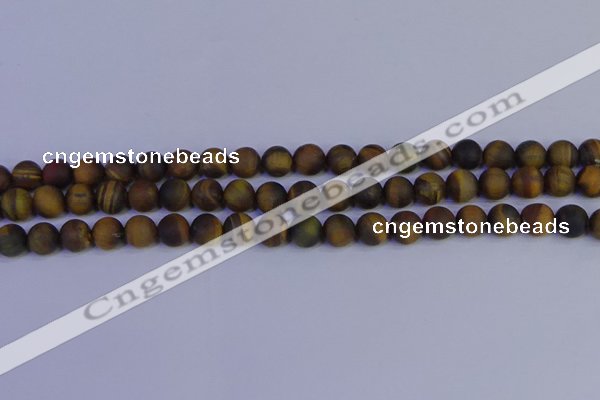 CTE1812 15.5 inches 8mm round matte yellow iron tiger beads