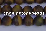 CTE1813 15.5 inches 10mm round matte yellow iron tiger beads