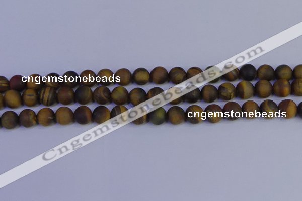 CTE1813 15.5 inches 10mm round matte yellow iron tiger beads