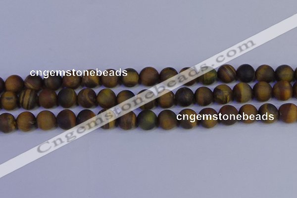 CTE1814 15.5 inches 12mm round matte yellow iron tiger beads