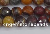 CTE1821 15.5 inches 10mm faceted round red iron tiger beads