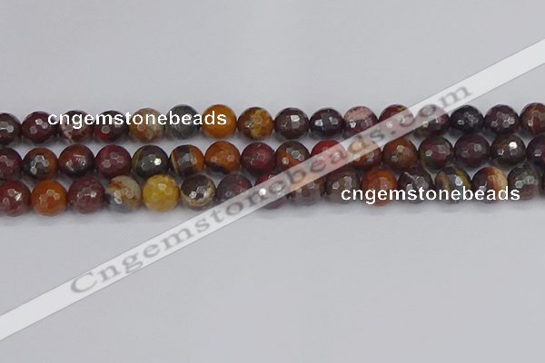 CTE1822 15.5 inches 12mm faceted round red iron tiger beads