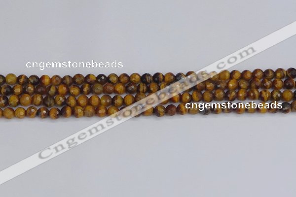 CTE1826 15.5 inches 4mm faceted round yellow tiger eye beads