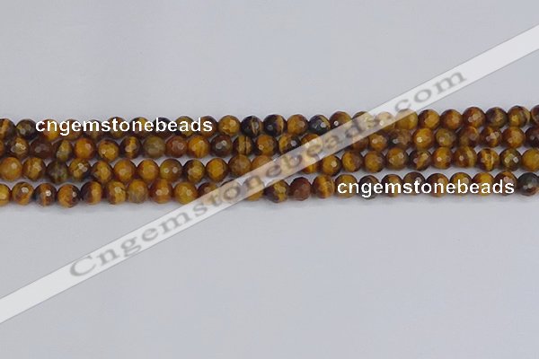 CTE1827 15.5 inches 6mm faceted round yellow tiger eye beads