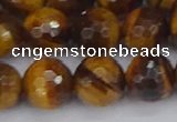 CTE1830 15.5 inches 12mm faceted round yellow tiger eye beads