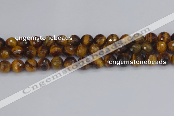 CTE1830 15.5 inches 12mm faceted round yellow tiger eye beads