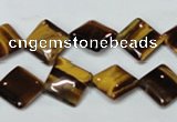 CTE186 15.5 inches 10*10mm diamond yellow tiger eye gemstone beads