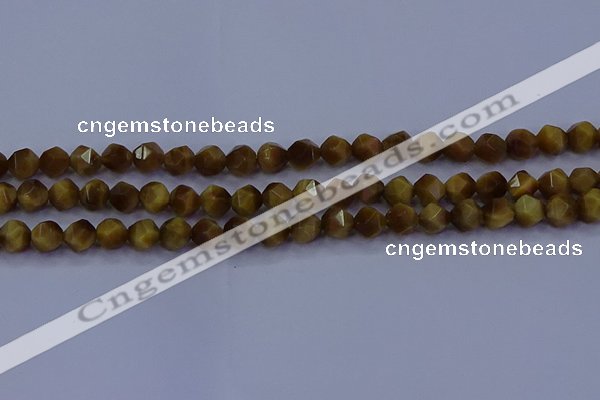 CTE1901 15.5 inches 6mm faceted nuggets golden tiger eye beads