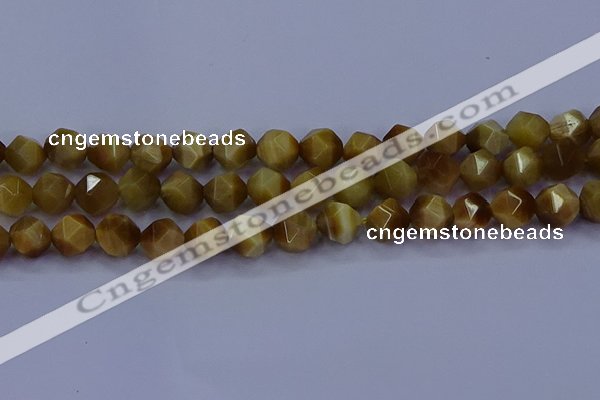 CTE1904 15.5 inches 12mm faceted nuggets golden tiger eye beads