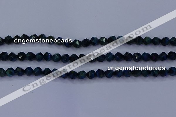 CTE1911 15.5 inches 6mm faceted nuggets blue tiger eye beads