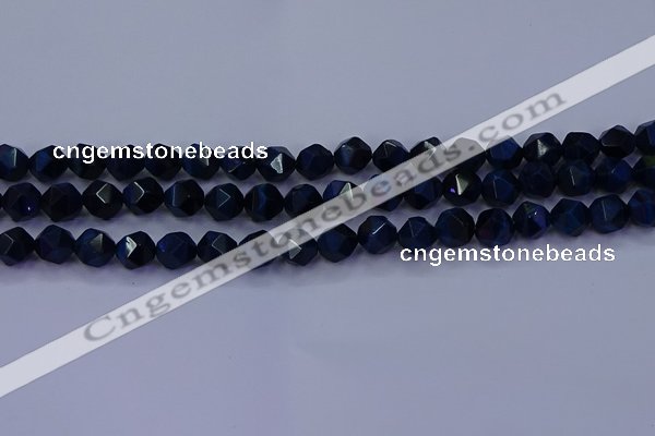 CTE1912 15.5 inches 8mm faceted nuggets blue tiger eye beads