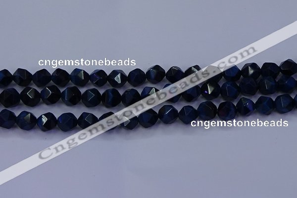 CTE1913 15.5 inches 10mm faceted nuggets blue tiger eye beads