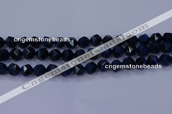 CTE1914 15.5 inches 12mm faceted nuggets blue tiger eye beads