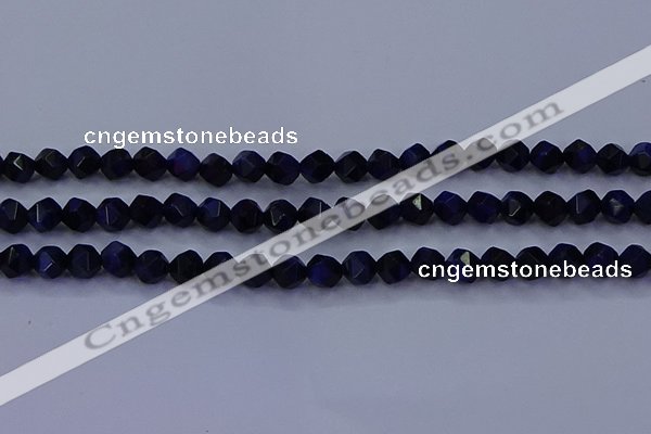 CTE1916 15.5 inches 6mm faceted nuggets blue tiger eye beads