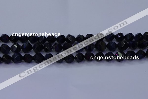 CTE1917 15.5 inches 8mm faceted nuggets blue tiger eye beads