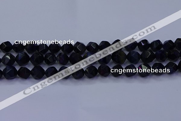 CTE1918 15.5 inches 10mm faceted nuggets blue tiger eye beads