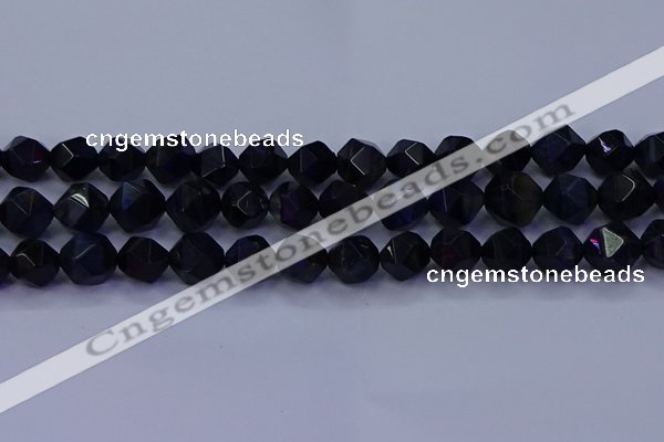 CTE1919 15.5 inches 12mm faceted nuggets blue tiger eye beads