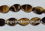 CTE192 15.5 inches 10*14mm twisted oval yellow tiger eye gemstone beads