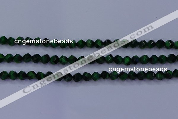 CTE1921 15.5 inches 6mm faceted nuggets green tiger eye beads