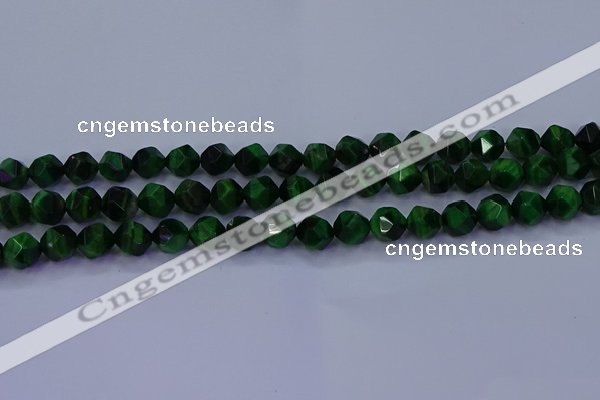 CTE1922 15.5 inches 8mm faceted nuggets green tiger eye beads