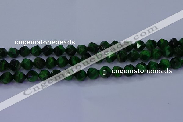 CTE1923 15.5 inches 10mm faceted nuggets green tiger eye beads