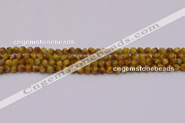 CTE1931 15.5 inches 6mm faceted nuggets golden tiger eye beads