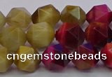 CTE1939 15.5 inches 12mm faceted nuggets mixed tiger eye beads