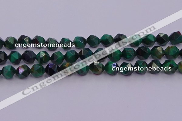 CTE1949 15.5 inches 12mm faceted nuggets green tiger eye beads