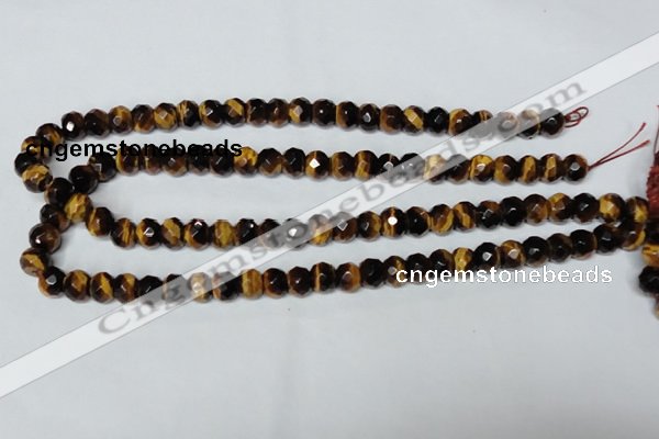 CTE197 15.5 inches 7*12mm faceted rondelle yellow tiger eye gemstone beads